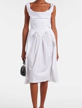 Vivienne Westwood White Sunday Dress Sleeveless Gathered Midi NWT